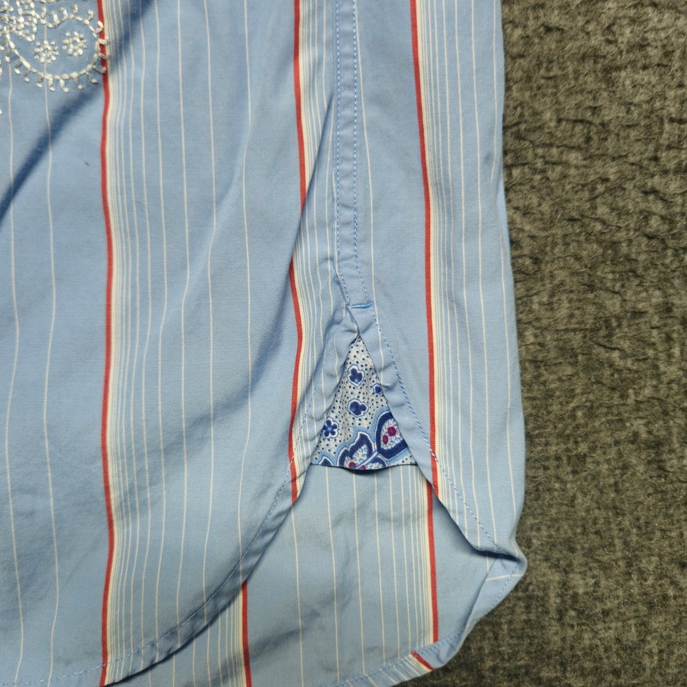 Tommy Hilfiger Button Down Shirt Mens XL Blue Striped Paisley Embroidered Cotton - Picture 6 of 10